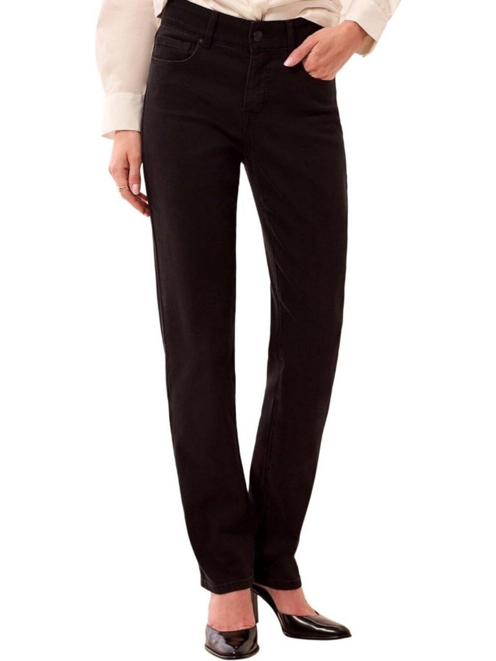 Curvy Straight Fit Mid Rise Stretch Jeans for Women - Regular, Plus & Petite